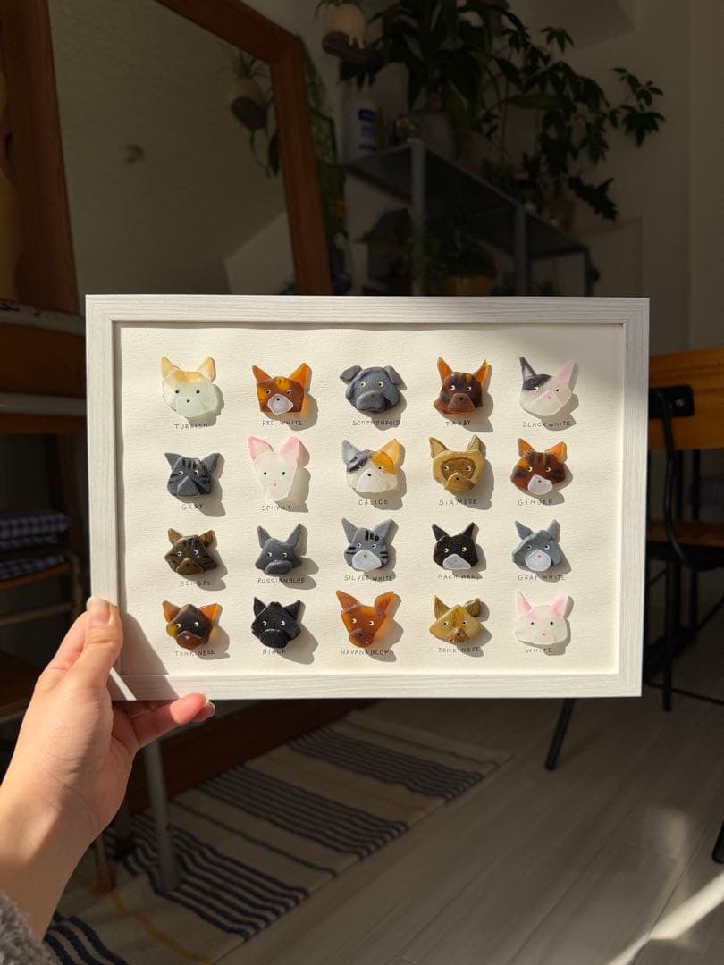 シーグラスアート　ハンドメイド　猫